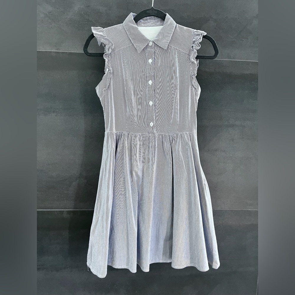 INGNI Blue Stripe Sleeveless Shirt Dress